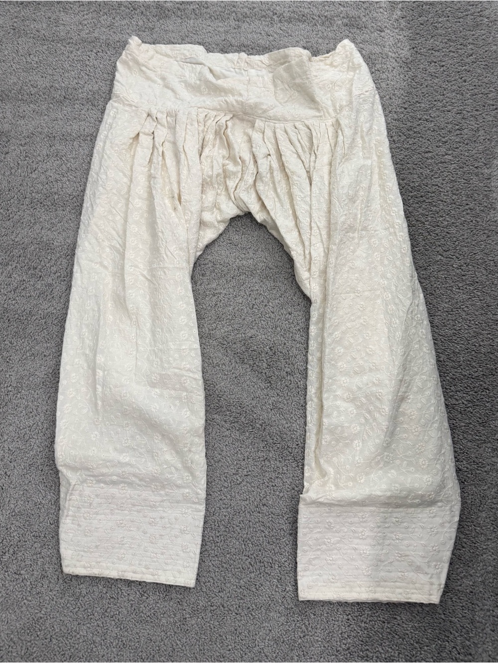 Women White Cotton Embroidered farshi salwar